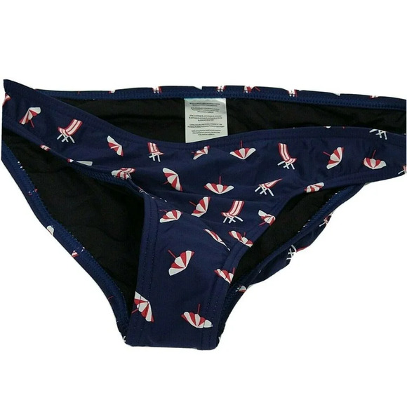 Navy Blue Red Swim Bikini Bottom  Size L Beach - Picture 2 of 7